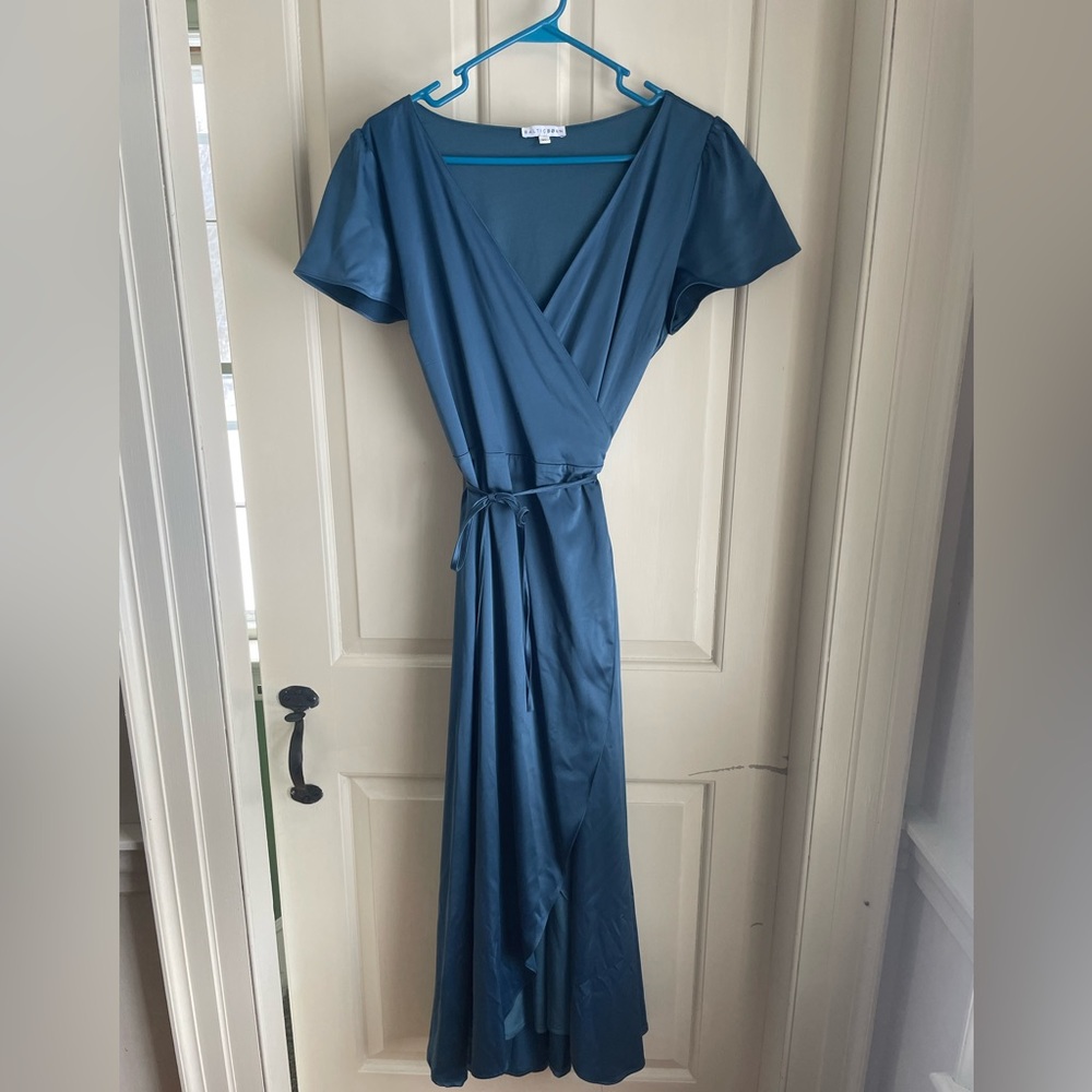 Baltic Born Satin High Low Wrap Dress